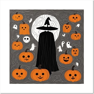 Colorful Cartoon Pattern Halloween Design Posters and Art